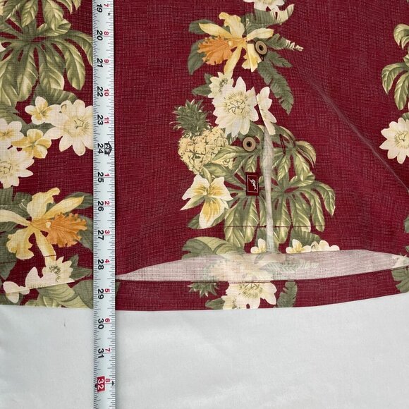 Tommy Bahama Pineapple Floral Tropical Red Short Sleeve Button-Up Shirt Mens M - Picture 9 of 12